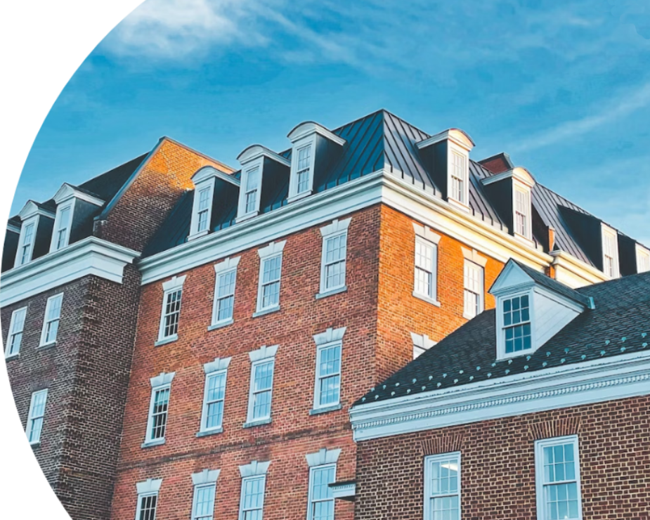 A brick building in Virginia with many small windows.